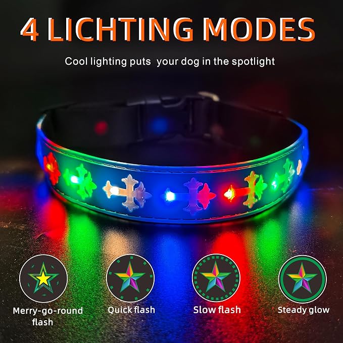 Light Up Glow Dog Collar with Chinese Style AirTag Holder