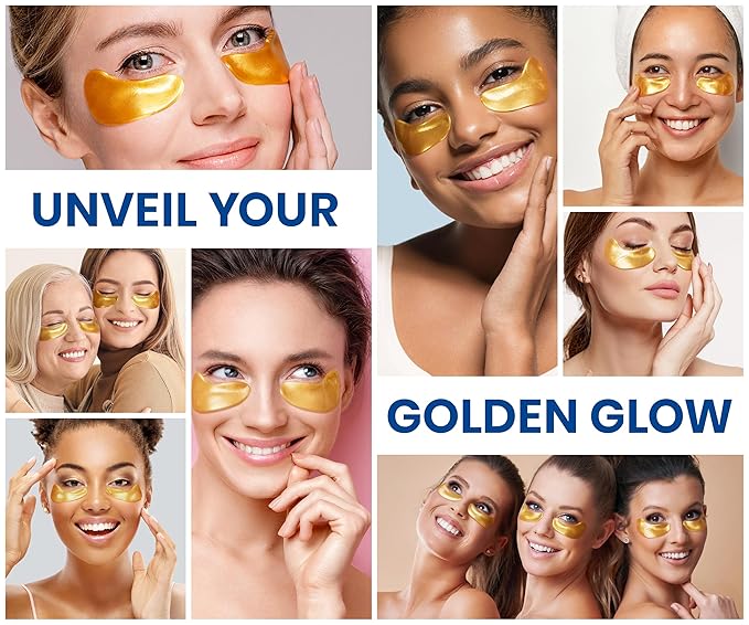 Stylia Under Eye Patches for Puffy Eyes and Dark Circles (15 Pairs) - 24k Gold Under Eye Mask with Vitamin C, Hyaluronic Acid, Pearl Extract - Eye Masks for Dark Circles and Puffiness