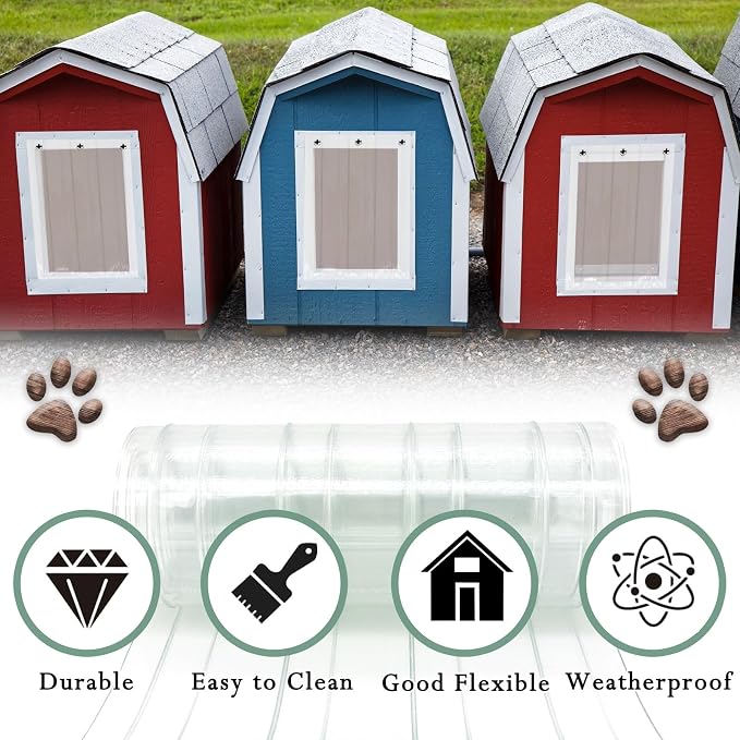 TiciKim 7.1 in x 5.2 ft Dog Door Replacement Flaps Doggie Door Replacement Strips Safe Plastic Strip for DIY Dog Door or Cat Door, Easy to Cut & Install, Thermal Insulation, Clear
