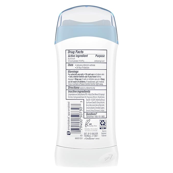 Dove Invisible Solid Antiperspirant Deodorant Stick for Women, Original Clean, For All Day Underarm Sweat and Odor Protection 2.6 oz, Pack of 6