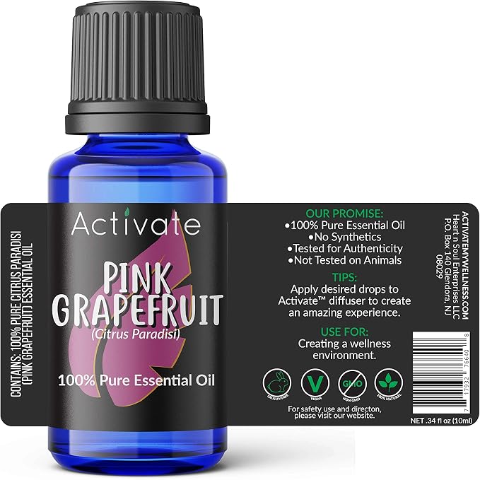 Activate Pink Grapefruit Essential Oil 100% Pure, Premium Grade, Undiluted, Natural, Aromatherapy & Diffuser Use 10ml