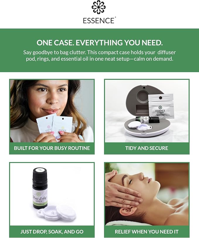 Essence Pearl Travel Case | Bergamot Essential Oil | Aromatherapy Nasal Diffuser & Essential Oil Carrying Case | Refreshing Citrus Scent | Travel-Friendly Kit | White Pod