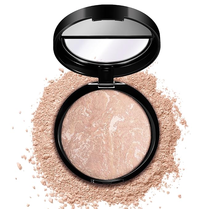 Baked Luminous Pressed Powder–Glow-Infused Foundation,Highlighter & Setting Powder in One–Color-Correcting,Oil-Control,Long-Lasting Coverage for All Skin Tones 03