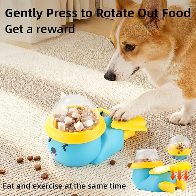 Dog Interactive Treat Dispenser Toy, Interactive Cat Dog Puzzle Toy, Dogs Food Treat Feeding Dispenser for Healthy Eating for Small & Medium (Blue/Yellow)