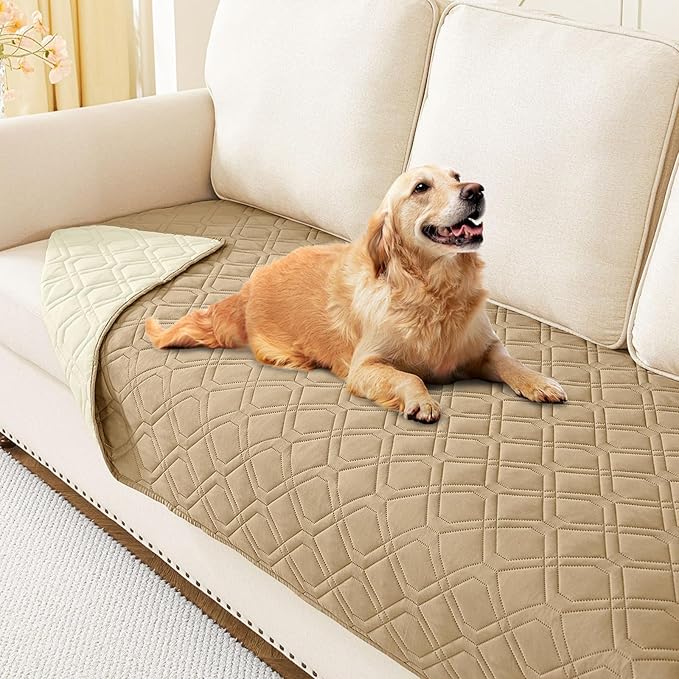 Waterproof Dog Bed Blanket - Soft Pet Blanket & Sofa Cover for Dogs | Reversible Washable Furniture Protector, Couch Covers for Pets (30x70 Inch, Camel/Beige)