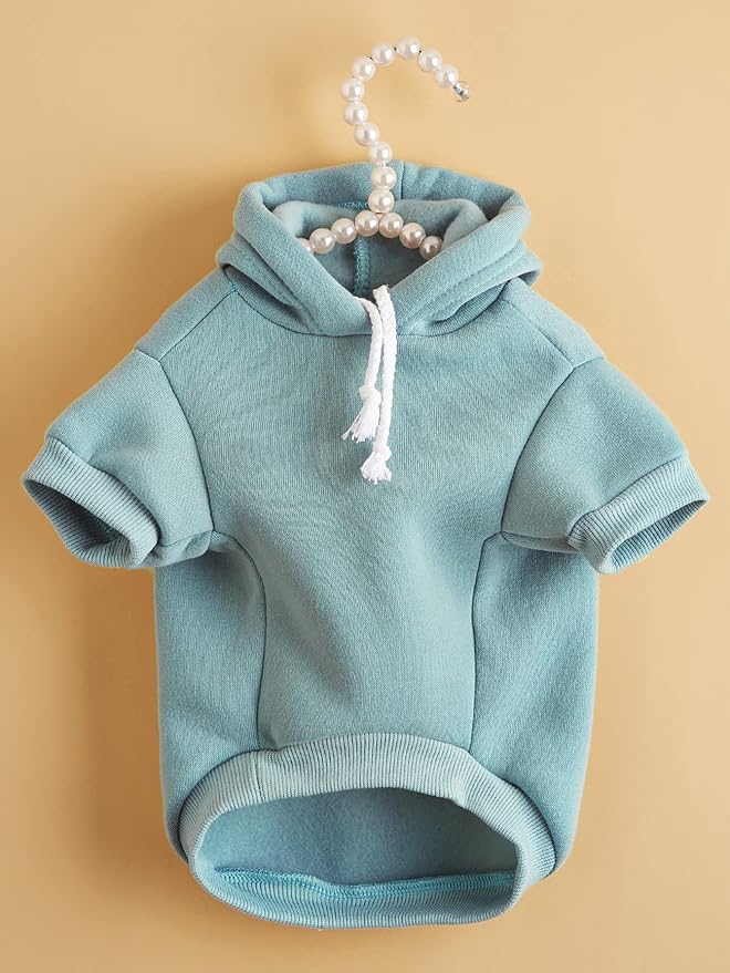 Basic Dog Hoodie Sweatshirt Puppy Sweater Warm Cat Costumes Pet Clothes for Chihuahua Puppy Kitten Small Medium Dogs Cadet Blue X-Large