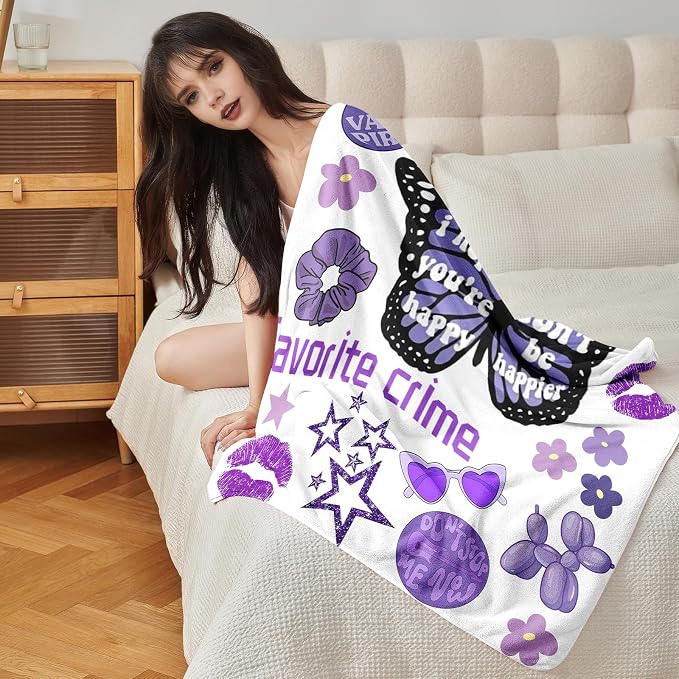 50'' x 40'' Music Olivia Singer Throw Blanket, Gifts for Fans Women, Soft Blankets All Seasons, Plush Cozy Lightweight Flannel Quilts for Bedroom Sofa Couch Living Room Decoration