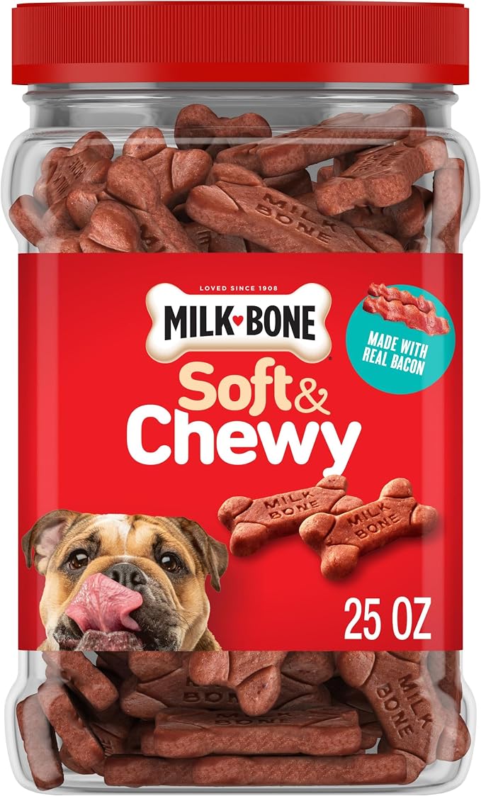 Milk-Bone Soft & Chewy Dog Treats, Made with Real Bacon, 25 Ounce Canister