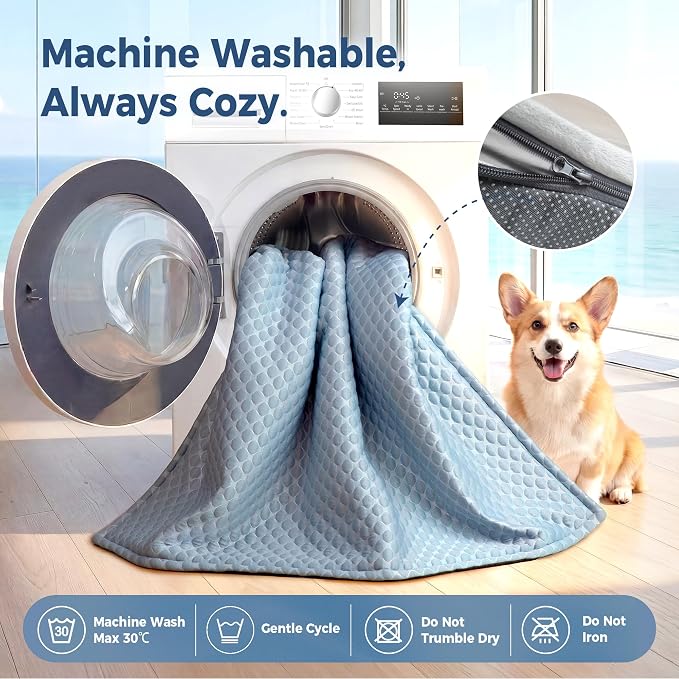 Large Dog Cooling Bed for Sofa, 41x37 Inch Pets Couch Cover Mat | Waterproof & Easy Clean & Non-Slip Bottom & Non-Gel, Washable Dogs Summer Couch Pad For Indoor & Outdoor, Light Blue