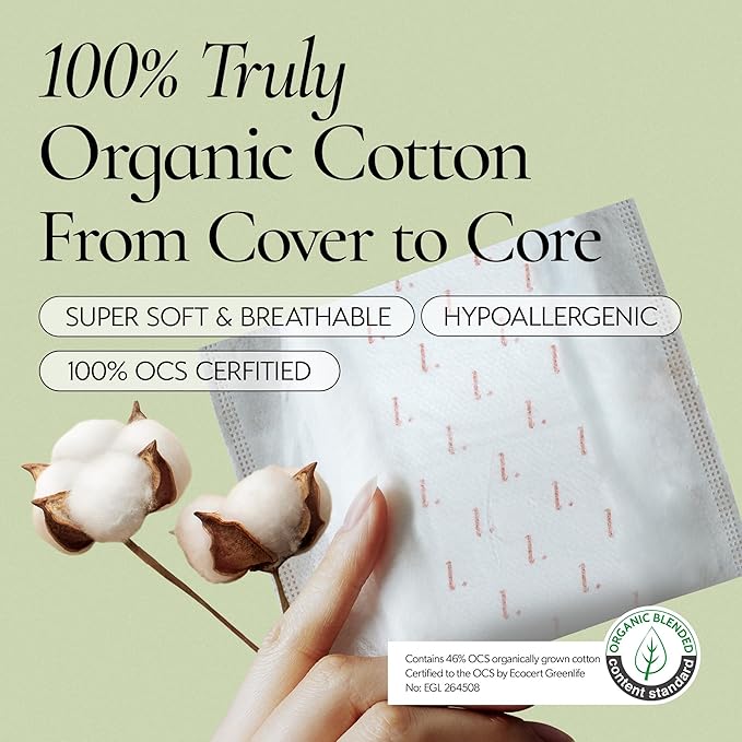 INERTIA The Prism Super – Truly Organic Ultra Thin & Leak-Proof Organic Cotton Korean Pads with Wings | Heavy Absorbency | Hypoallergenic, Super Absorbent, Chlorine-Free & Fragrance-Free (40 Count)