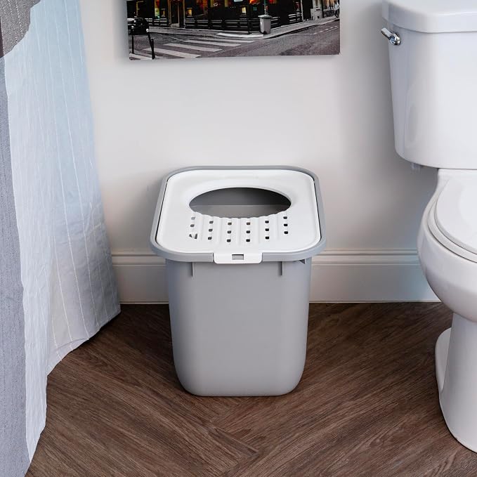 IRIS USA Large Top Entry Cat Litter Box with Lid, Enclosed Covered Cat Litter Box for Indoor Cats, Dog Proof Design, Odor Control, Litter Tracking Reduction, Scoop Included, Gray/White