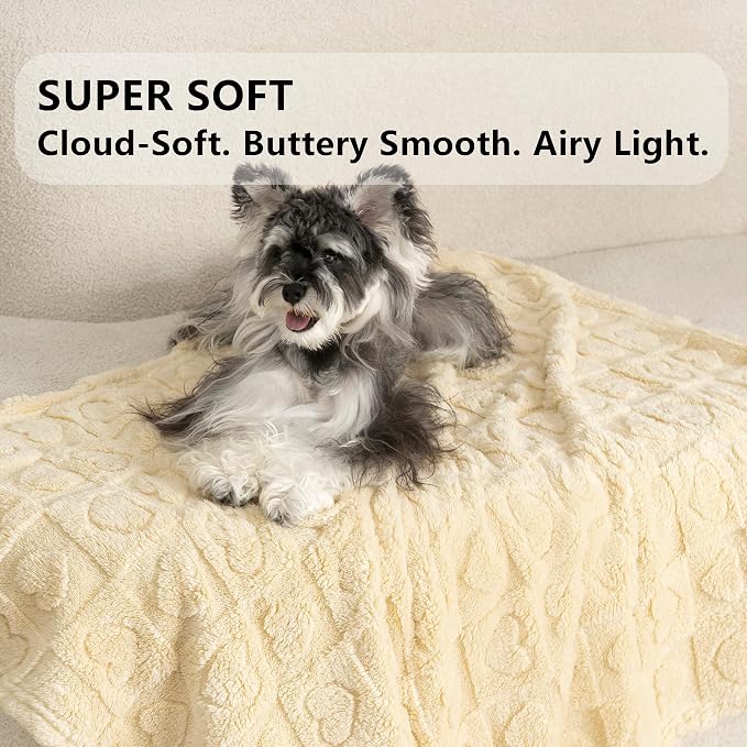 gogobunny Large Pet Blanket for Dogs Cats, Ultra Soft 300GSM Coral Fleece Washable Furniture Protector for Couch Bed Car Seat, Calming Crate Mat Blanket for Large Breeds, Beige, 60x80IN