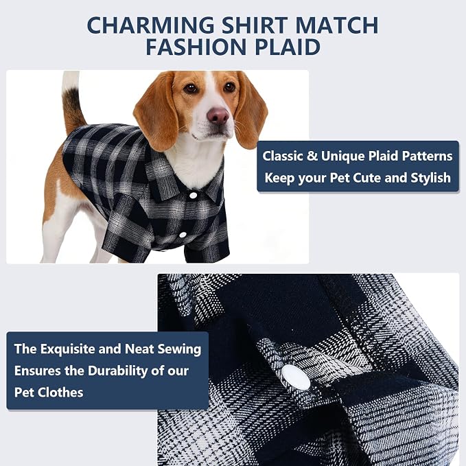 Koneseve Dog Shirt, Pet Plaid Clothes Shirt T-Shirt, Sweater Bottoming Shirt for Small Dog Cat Puppy Grid Adorable Wearing Stylish Cozy Halloween,Christmas Costumes (Blue;XL/Extra Large)