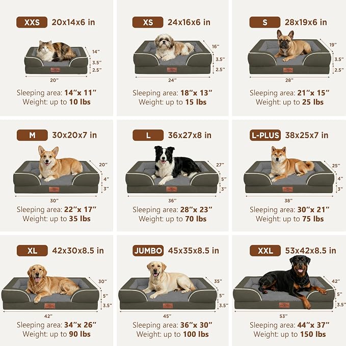 Comfort Expression Waterproof Orthopedic Dog Beds for Extra Large Dog | Supportive Egg Crate Foam XL Dog Bed with Removable Bolster, Dog Couch with Washable Cover & Non-Slip Bottom, 45x35 Inch