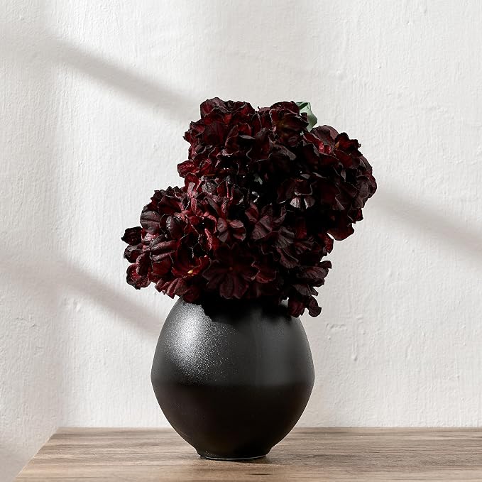 Ceramic Flower Vase, 5.8 Inch Cute Nordic Minimalist Vase Home Decor, Modern Aesthetic Farmhouse Decorative for Bouquet Pampas Grass Dried Fresh Flowers, Living Room, Table, Shelf, Fireplace