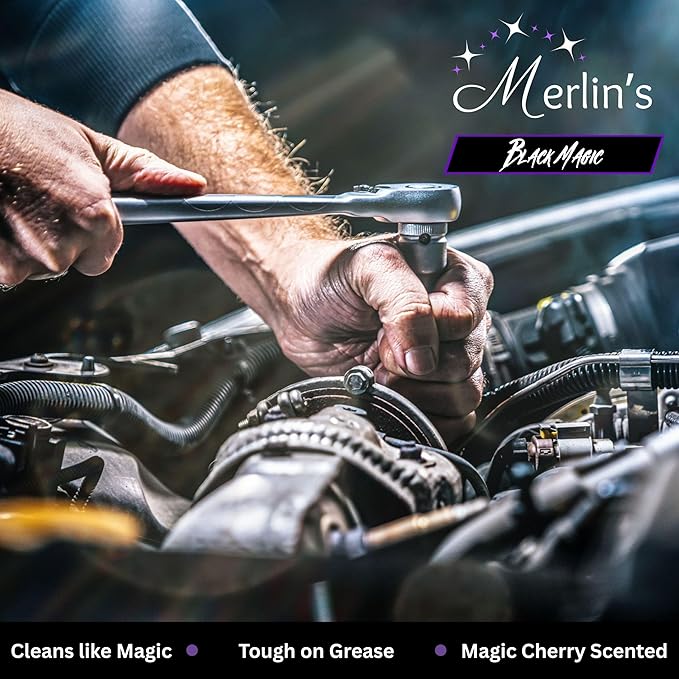 Merlin's Black Magic Gritty Hand Soap - Gritty Hand Cleaner - Soap for Grease, Grime, Oil, Paint Removal - Deep-Cleaning, Moisturizing, Tough on Grease - 9.4oz Tube