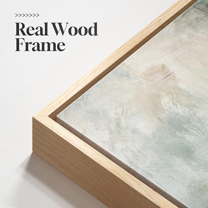 Large Framed Horizontal Sage Green Abstract Wall Art, 1 Piece 30x60 In | Modern teal canvas prints, Wood frame, Contemporary wall pictures, Minimalist artwork, Wall decor for bedroom dining room