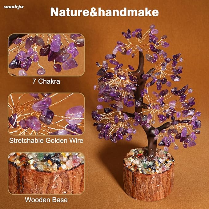 Amethyst Chakra Crystal Tree of Life,Crystals and Healing Stones,Birthday Gifts for Women,Spiritual Meditation Gifts for Positive Energy,Crystal Decor