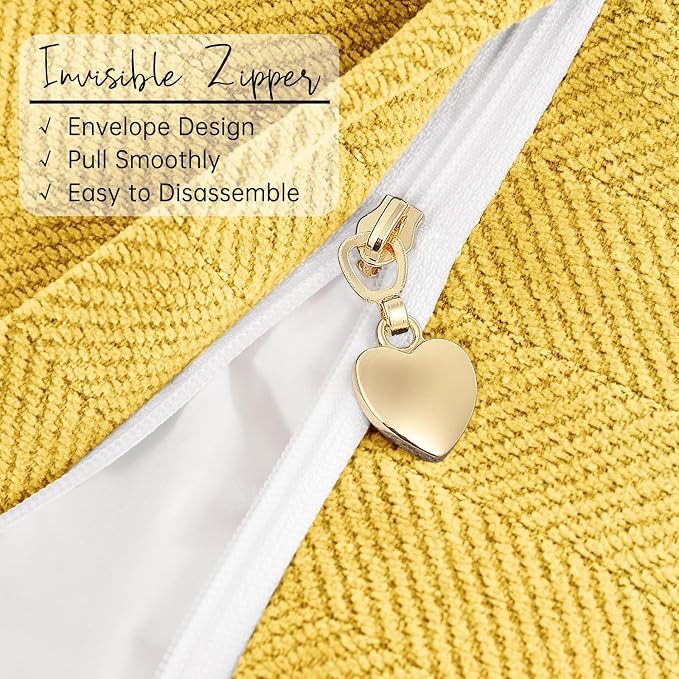 Yellow Pillow Covers 22x22 Set of 2 Chenille Throw Pillow Covers with Elegant Design Soft and Luxurious Decorative Throw Pillows for Couch, Bed, and Home Decor