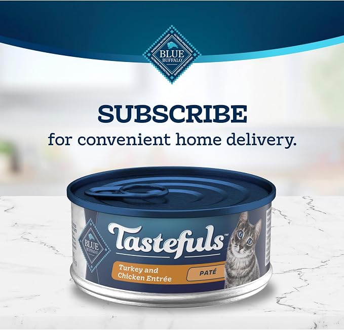 Blue Buffalo Tastefuls Wet Cat Food Paté,Made with Natural Ingredients,Turkey and Chicken Entrée,5.5-oz Cans,(Pack of 48)