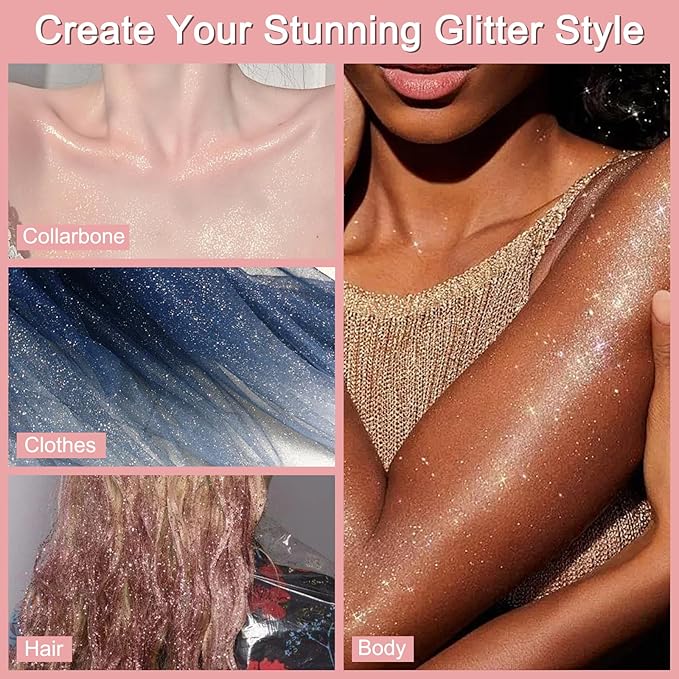 Boko Body Glitter Spray, 120ML Holographic Silver Shiny Glitter Spray for Body Hair Clothes, Quick-Drying and Long-Lasting Body Shiny Glitter Hairspray for Festival Party Concert Rave Accessories