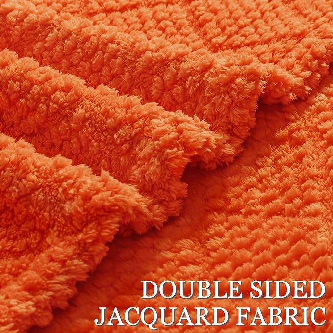 Whale Flotilla Soft Fleece Twin Size Blanket for Bed, Burnt Orange | Jacquard Waffle Blankets for Home Decor, Lightweight and Cozy, All Season Suitable, 60x80 Inch