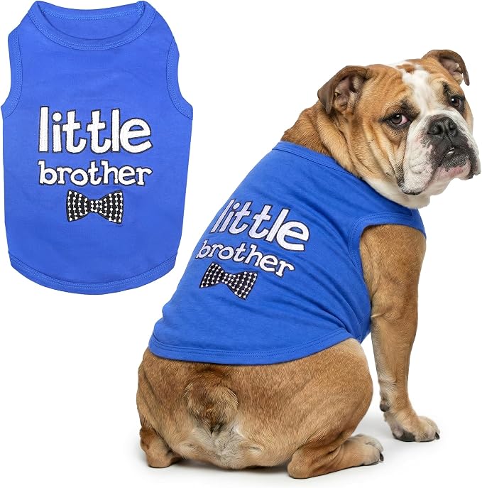 Parisian Pet Dog Shirt – 100% Cotton Shirts for Large Dogs – Blue Sleeveless Pet Clothes – Lightweight and Breathable Dog Apparel – Boy Little Brother Dogs Clothes - Stretchy Pet T Shirts