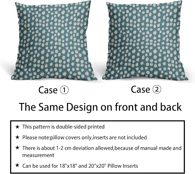 Sweetshow Aqua Cream Dots Pillow Covers 22x22 Set of 2 Boho Design Polka Dot Throw Pillows Modern Trendy Print Outdoor Decorative Pillowcase Square Linen Cushion Cases Decor for Sofa Couch Bed