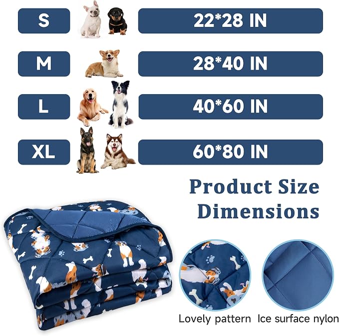 Dog Cooling Mat, Premium Lightweight Pet Cooling Blanket Bed Cover for Dogs, Cat, Puppies | Ice Silk Cool Pad for Dogs Furniture Protector | Machine Washable Pet Blanket, 40''x60''
