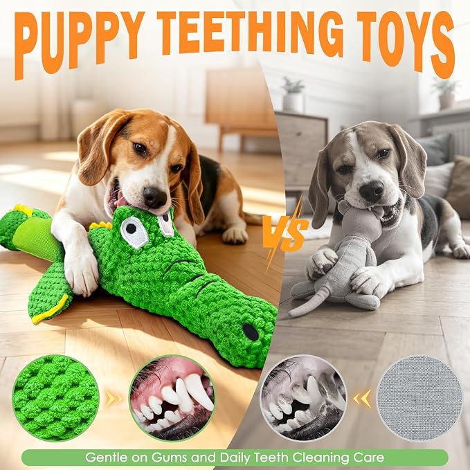 WOWBALA Dog Squeaky Toys Stretchable Crocodile for Interactive Tug of War