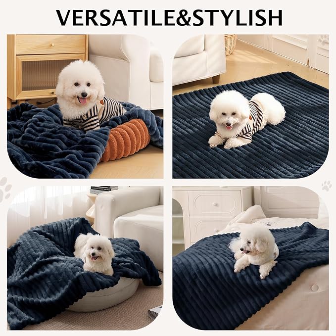 PuTian Waterproof Dog Blanket for Couch, 25"x35", Navy | Blocks Urine, Stains and Pet Hair to Guard Furniture, Perfect For Dogs & Cats On Couch, Bed, Car And Travel