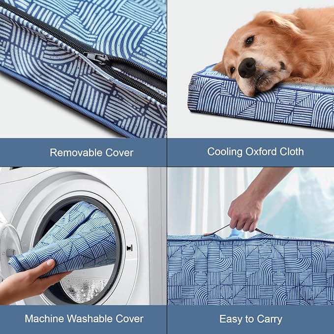 Jumbo Waterproof Orthopedic Dog Bed for Extra Large Dogs | Egg Crate Foam, Pressure Relief, Fits 54x37 Crates, Machine Washable 1680D Oxford Cover, Indoor & Outdoor Use, Up to 150 lbs