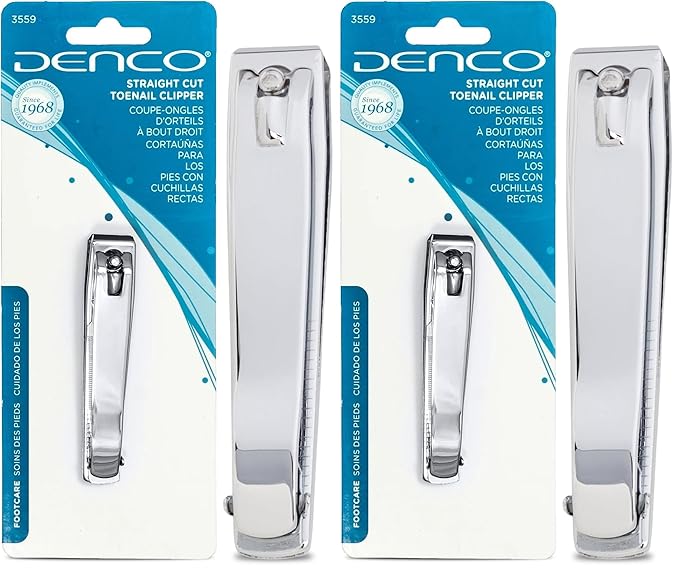 Denco Straight Cut Toenail Clipper,Silver,1 Count (Pack of 2),3559N