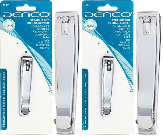 Denco Straight Cut Toenail Clipper,Silver,1 Count (Pack of 2),3559N