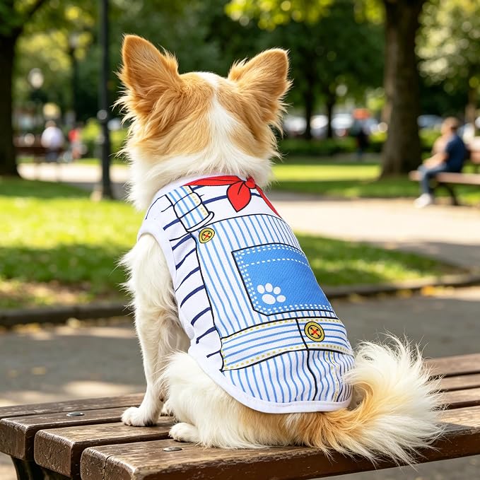 4 Pack Breathable Mesh Dog Shirts: Summer Boy Dog Clothes for Small Dogs, Cooling Puppy Clothes Male with Cute Patterns, Pet T-Shirts (Blue Set, Size S)