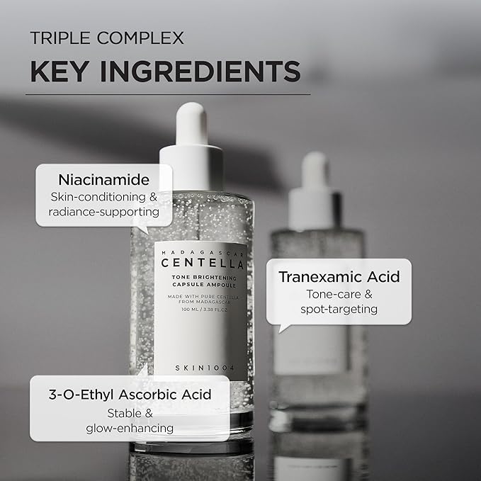 SKIN1004 Tone Balancing Capsule Ampoule, Niacinamide & Centella Serum for Face, Korean Hydrating Facial Serum for Dark Spot & Skin Tone with Tranexamic Acid, Korean Skin Care, 3.38 fl.oz / 100ml