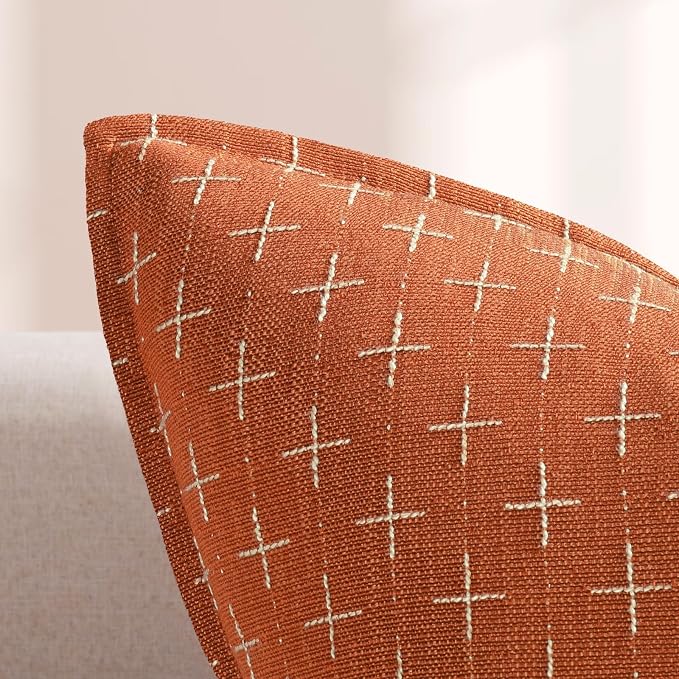 12x20 Pillow Covers Set of 2 Soft Polyester Textured Pillow Covers with Stylish Flange Edge Cozy Farmhouse Throw Pillows for Couch Bed Sofa Living Room