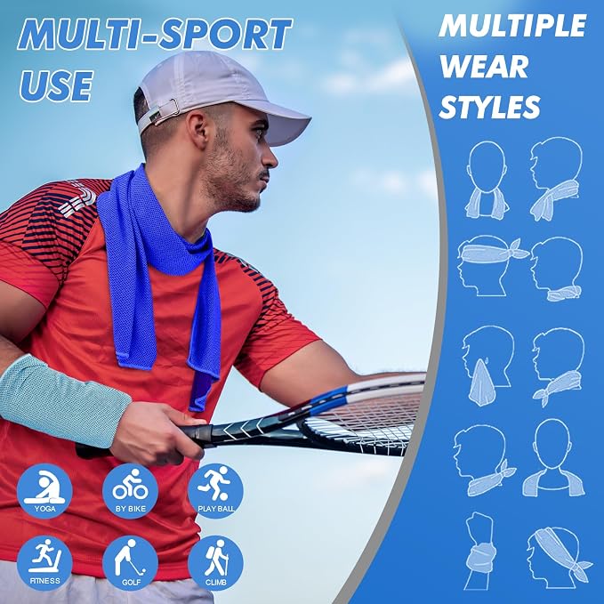 CSITE 3 Pack Cooling Towels (47"x12") for Neck and Face, Ice Towel for Hot Weather, Soft Breathable Chilly Gym Towels, Microfiber Towel for Work Out, Yoga, Running, Camping & More Activities