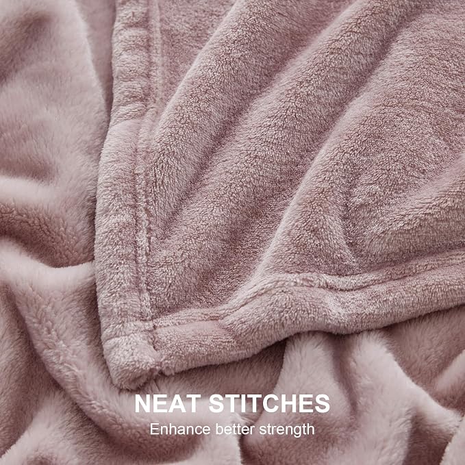 Hansleep Twin Pink Fleece Blanket, Soft Flannel Bed Blanket | Fuzzy Cozy Blanket 60x80 Inches, Multi-use for Bed, Sofa, Couch, Travel, Camping, All Season Warm Lightweight Cover