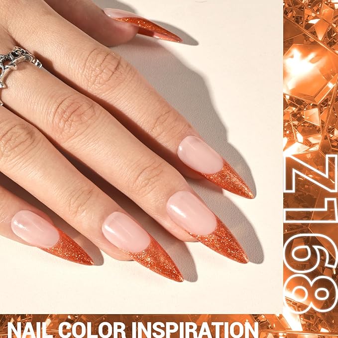 MelodySusie Burnt Orange Glitter Gel Nail Polish,0.5fl oz Pumpkin Shimmer Soak Off UV LED Orange Glitter Gel Polish Gift for Women Nail Art Manicure Salon DIY Nail Design Decoration at Home-z168