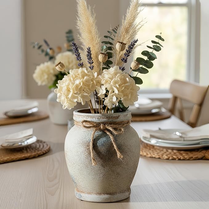 Lvases 6.5in Rust Ceramic Vase, Rustic Farmhouse Decor Flower Vase | Decorative vase for home decor, centerpiece fits living room, bedroom, kitchen, dining table, shelf and fireplace mantle