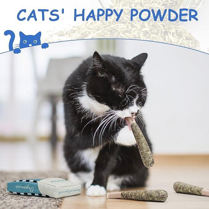 Nocciola 3 Pack Catnip Toys for Cats, Funny Cat Toys Filled with 100% Pure Organic Catnip, Safe Kitten Teething Chew and Kicker Toys, Stress Relieving Fun for Indoor Cats, Blue