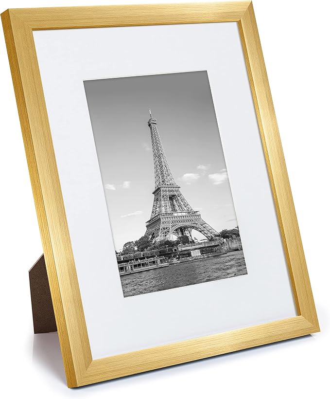 upsimples 8.5x11 Picture Frame Set of 10, Display Pictures 6x8 with Mat or 8.5x11 Without, Multi Photo Frames Collage for Wall or Tabletop Display, Gold | Fit 6x8 Photos and 8.5x11 Certificate, Wall or Tabletop Display, For Gallery Hallway Living Room,...