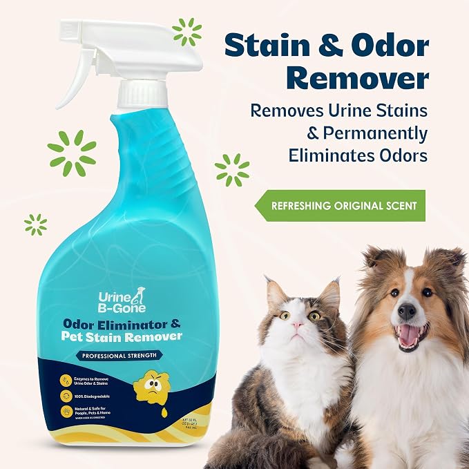 Urine B-Gone Enzyme Cleaner for Human, Cat & Dog Urine, Original, 32 oz | Enzyme cleaner for human, cat and dog urine on laundry, carpets and more; original scent, 32 oz.