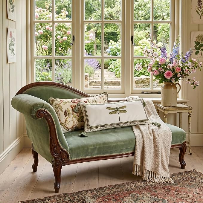 Designer Vintage French Velvet Throw Pillow Cover,28"x12"-Grace C | Pillow Cover,Concealed Zipper Design,Dragonfly Pattern,Sofas,Bedroom,Living Room,Lounge Chairs,All Season Home Decor