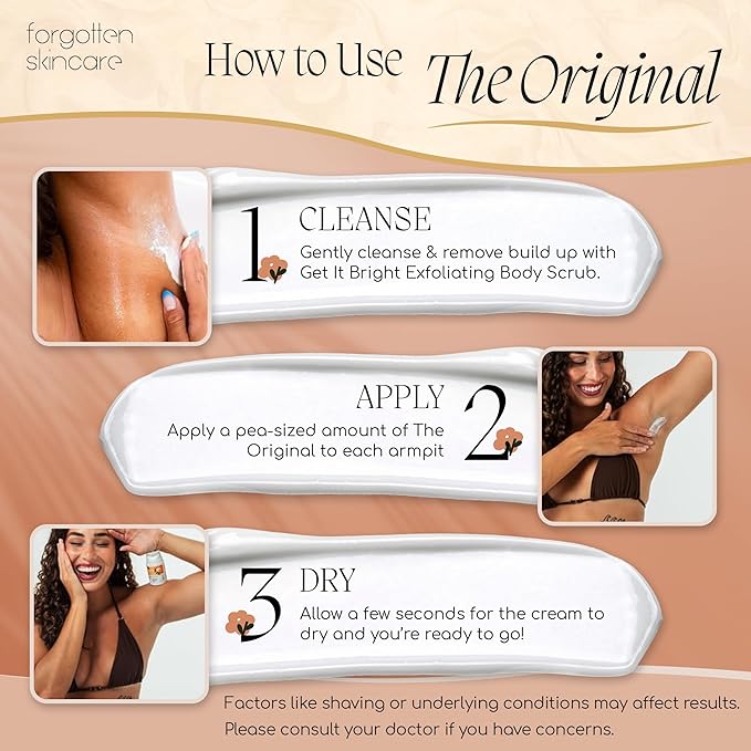 Forgotten Skincare The Original Underarm Brightening Deodorant Cream For Dark Underarms Treatment, Body Odor Eliminator For Women & Men, Ingrown Hair Treatment, Vitamin C & Salicylic Acid