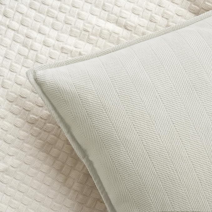 MIULEE Pack of 2 Cream White Euro Shams Chenille Pillow Covers 26x26 Inch | Decorative Soft Couch Throw Pillows,Farmhouse Cushion Covers,Elegant Design for Sofa,Bed,Living Room,Summer Decor