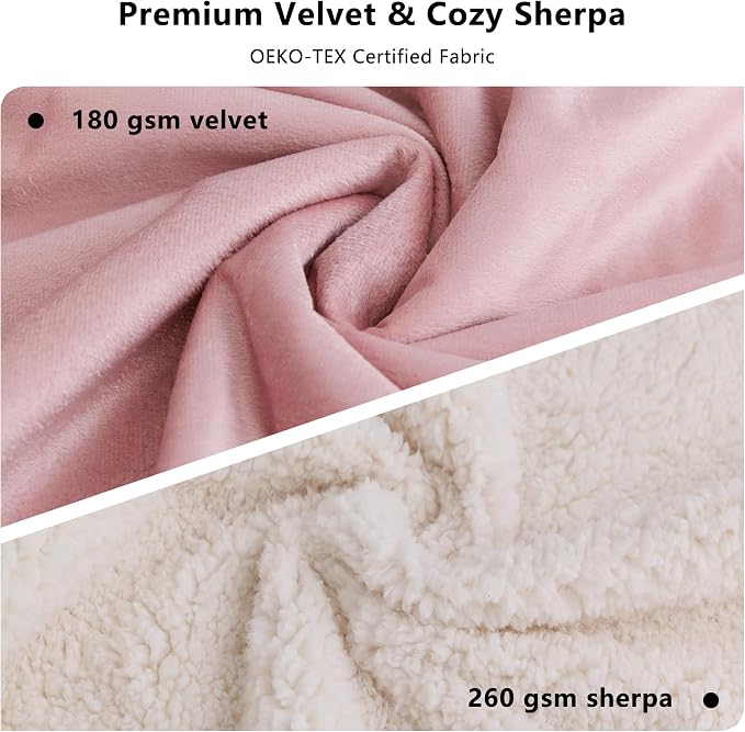 Waterproof Blanket for Dogs - Pet Throw as Furniture Protector | Cozy Sherpa & Smooth Velvet, Reversible and Machine Washable, for Couch, Bed, or Travel, 50"x60", Pink