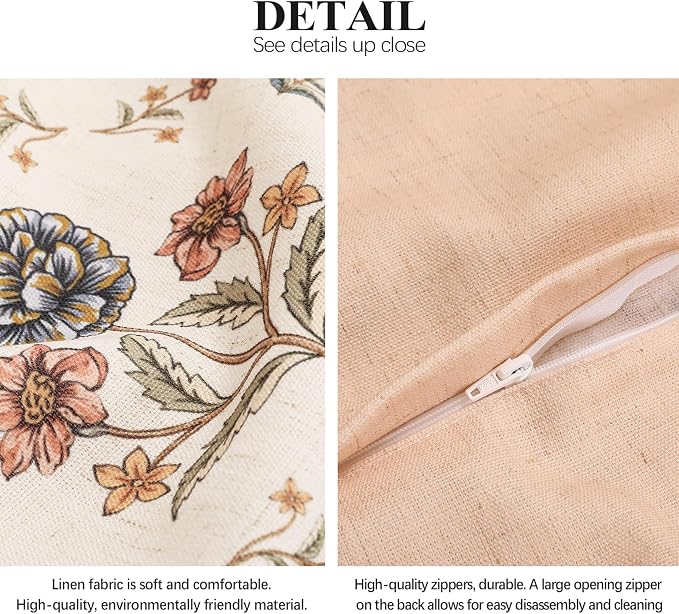 Designer Vintage Linen Throw Pillow Cover,28"x12"-Cornucopia B | Elegant French Rectangle Pillow Cover,Concealed Zipper Design,Floral Pattern,Sofas,Bedroom,Living Room,Lounge Chairs