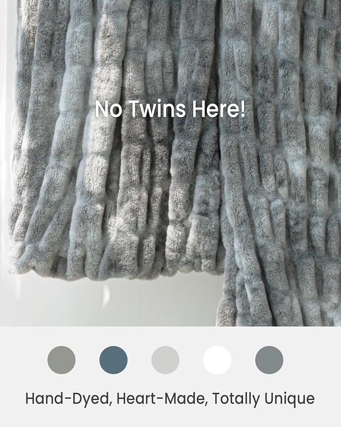 Ultra Soft Cozy Faux Fur Throw Blanket, Fuzzy Plush Thick Bubble Blanket, Luxury Fluffy Blanket for Couch, Sofa, Bedroom, and Living Room, 60x80 Inches,Tie-Dye Gray